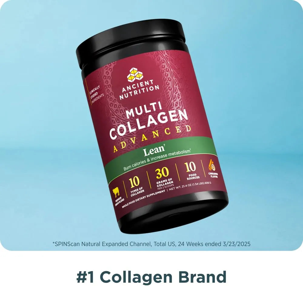 Ancient Nutrition Advanced Hydrolyzed Collagen Peptides Powder Protein Lean with Probiotics and Vitamin C, Cinnamon, for Women & Men, Supports Healthy Weight Management & Muscle Building, 14 Servings