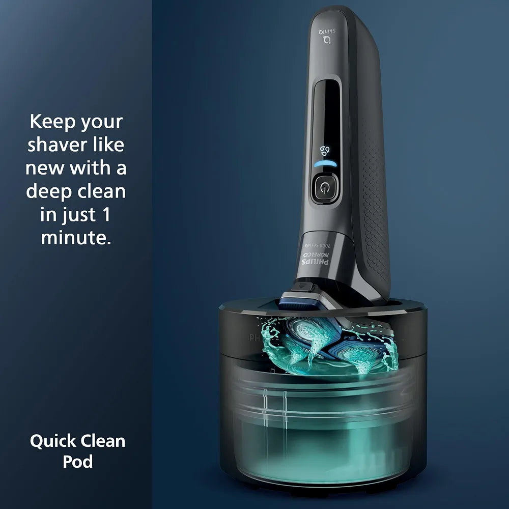 Philips Norelco Shaver 7800 Rechargeable Wet & Dry Electric Shaver with SenseIQ, Quick Clean Pod, Charging Stand, Travel Case, and Pop-up Trimmer (S7885/85)