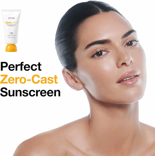 Anua, Zero-Cast Moisturizing Sunscreen SPF 50, Glow Natural Sunscreen for face, No White Cast, Hyaluronic Acid, Niacinamide, Oil-Free, Korean Skincare, 1.69 fl oz