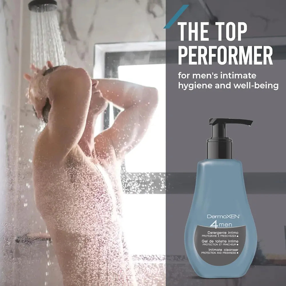 DERMOXEN Men's Intimate Wash | pH Balanced Daily Hygiene Gel | Freshness & Odor-Control Formula with Menthol | Gentle Cleansing for the Groin Area | Male Hygiene Product | 4.23 fl oz