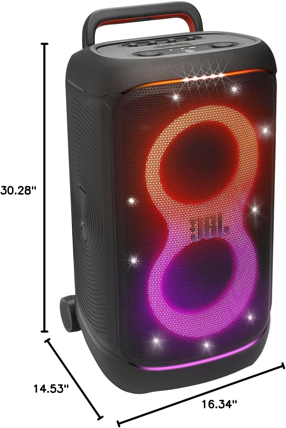 JBL PartyBox 520 Portable Party Speaker with AI Sound Boost - Black | Up To 15 Hours Playtime, Replaceable Battery, Auracast Stereo Linking, Telescopic Handle And Wheels, Mic And Guitar Inputs