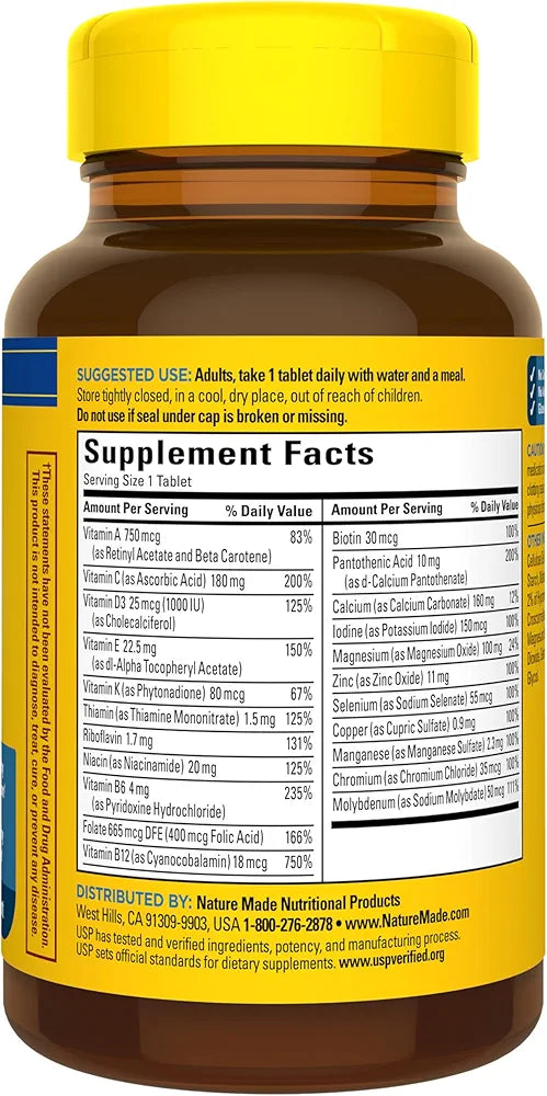 Nature Made Multivitamin for Him, Mens Multivitamins with No Iron, Daily Nutritional Support, Nature Made Multi Mens Vitamins & Minerals, 90 Tablets, 90 Day Supply