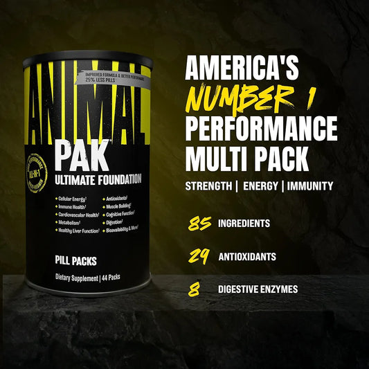 Animal Pak Daily Multivitamin for Men & Women | All-in-One Nutrition Supplement | Vitamins C, B, D, Zinc, Amino Acids, Digestive Enzymes | Supports Performance Immunity, Energy & Focus | 44 Day Supply