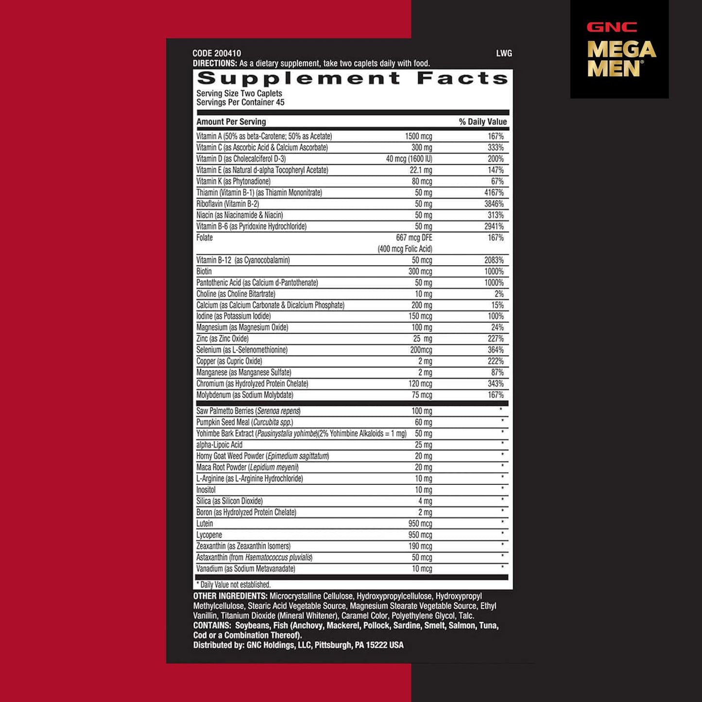 GNC Mega Men Prostate and Virility Multivitamin for Men, Supports Optimal Sexual Health and Prostate Health, 90 Count