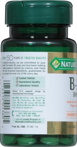 Nature's Bounty Vitamin B12 1000 mcg Supplements, Supports Energy Metabolism, 200 Ct
