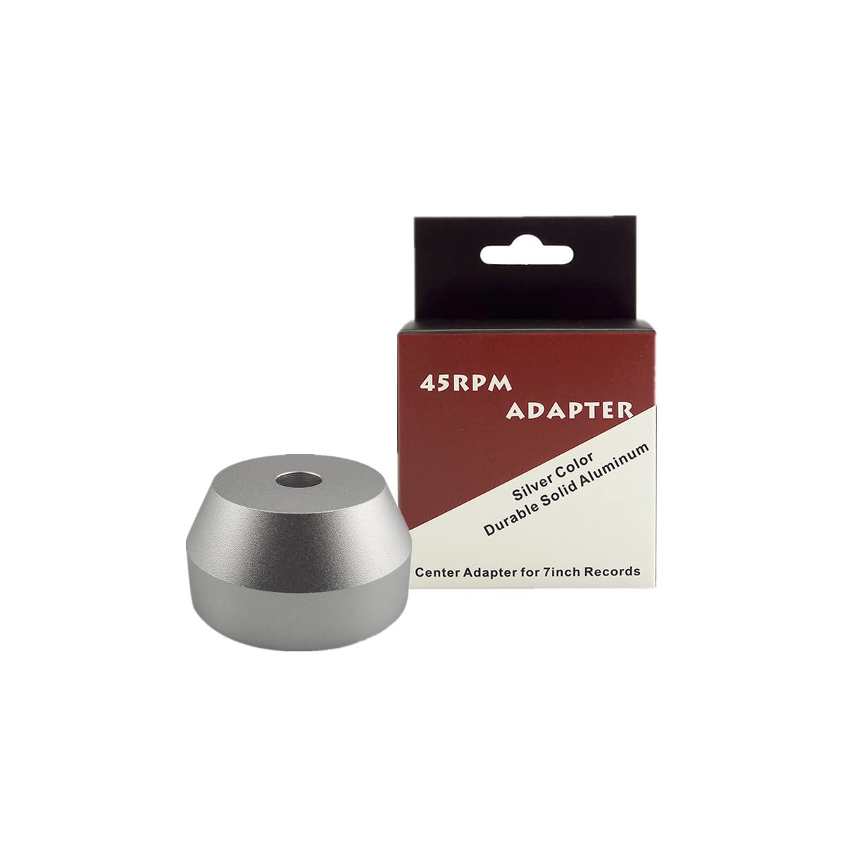 45 RPM Record Adapter Durable Solid Aluminum Dome Center Adapter for 7 Inch Vinyl Record (51G, Black)