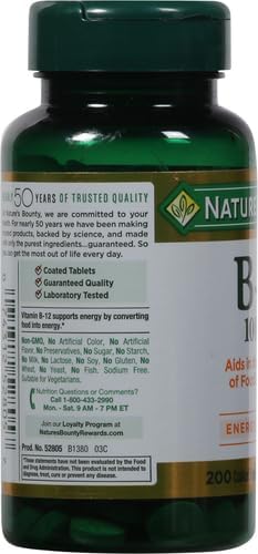 Nature's Bounty Vitamin B12 1000 mcg Supplements, Supports Energy Metabolism, 200 Ct