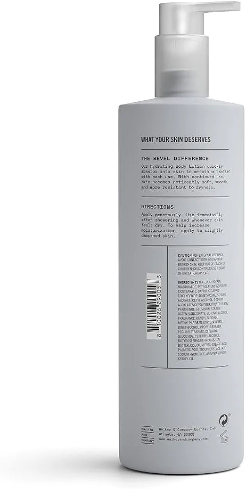 Bevel All Day Men's Body Lotion with Shea Butter and Argan Oil, 16 Oz
