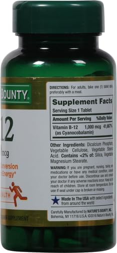 Nature's Bounty Vitamin B12 1000 mcg Supplements, Supports Energy Metabolism, 200 Ct