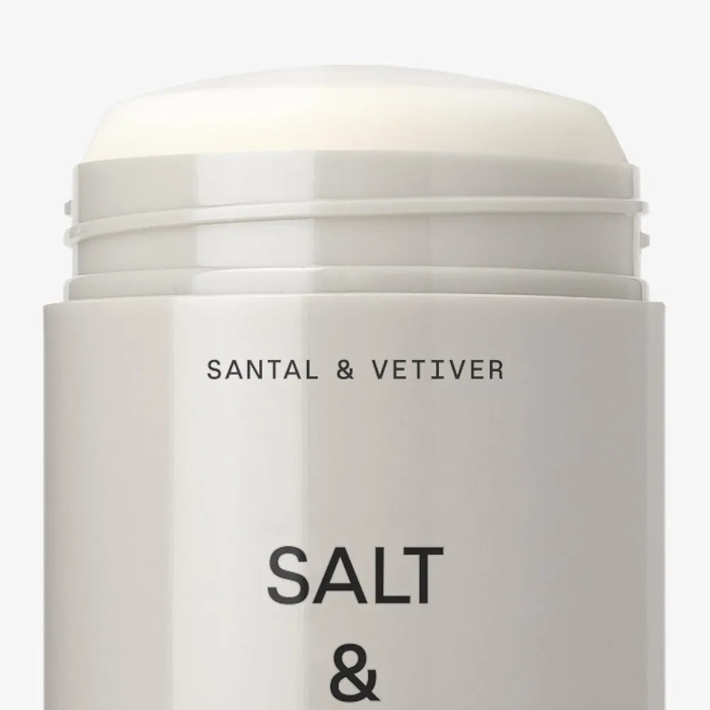 Salt & Stone Aluminum Free Deodorant | Extra Strength 48 Hour Protection for Women & Men | Made with Seaweed Extracts, Niacinamide & Prebiotics | Santal & Vetiver