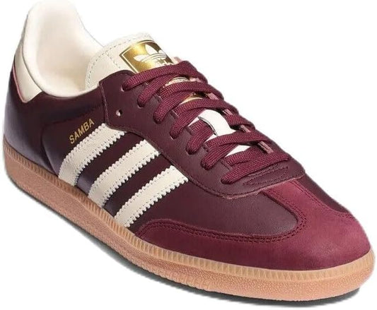 adidas Samba OG Maroon Gold Metallic Burgundy Women's 7