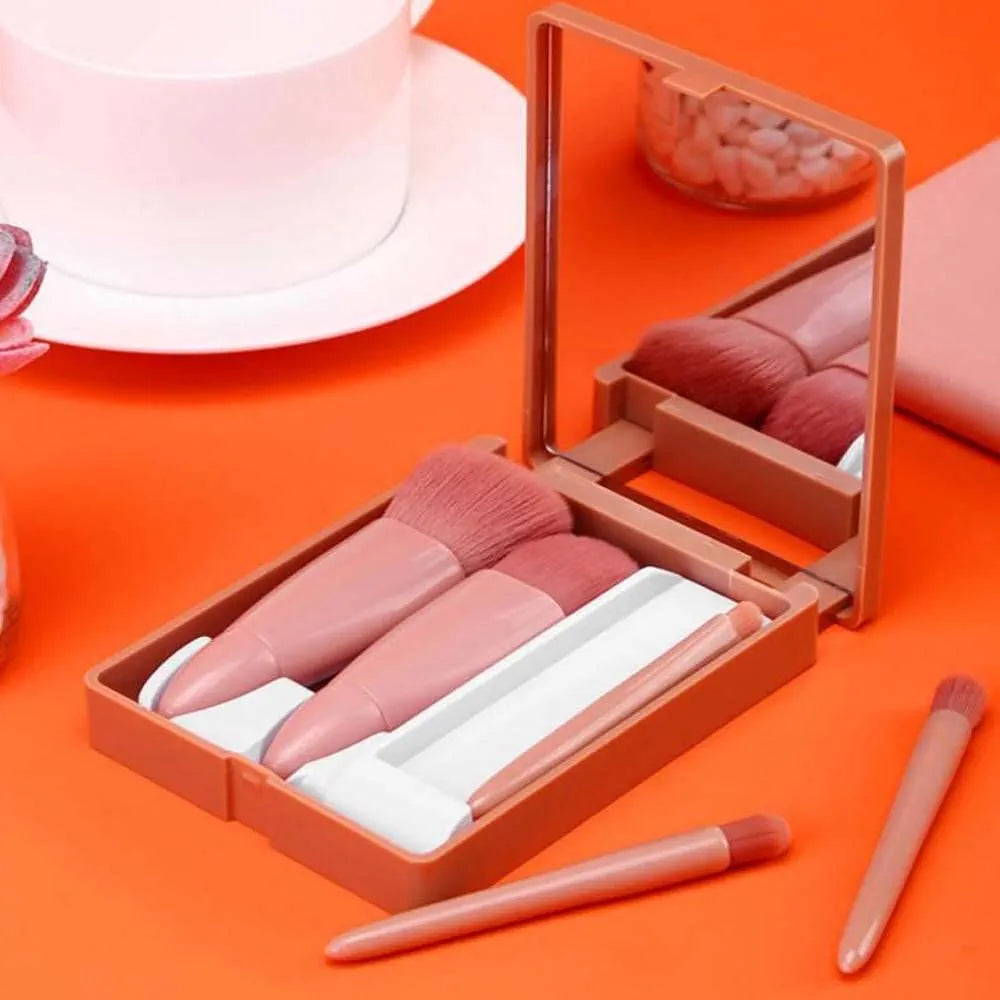 COSHINE 5-Piece Mini Travel Makeup Brush Set - Complete Cosmetic Tool Kit