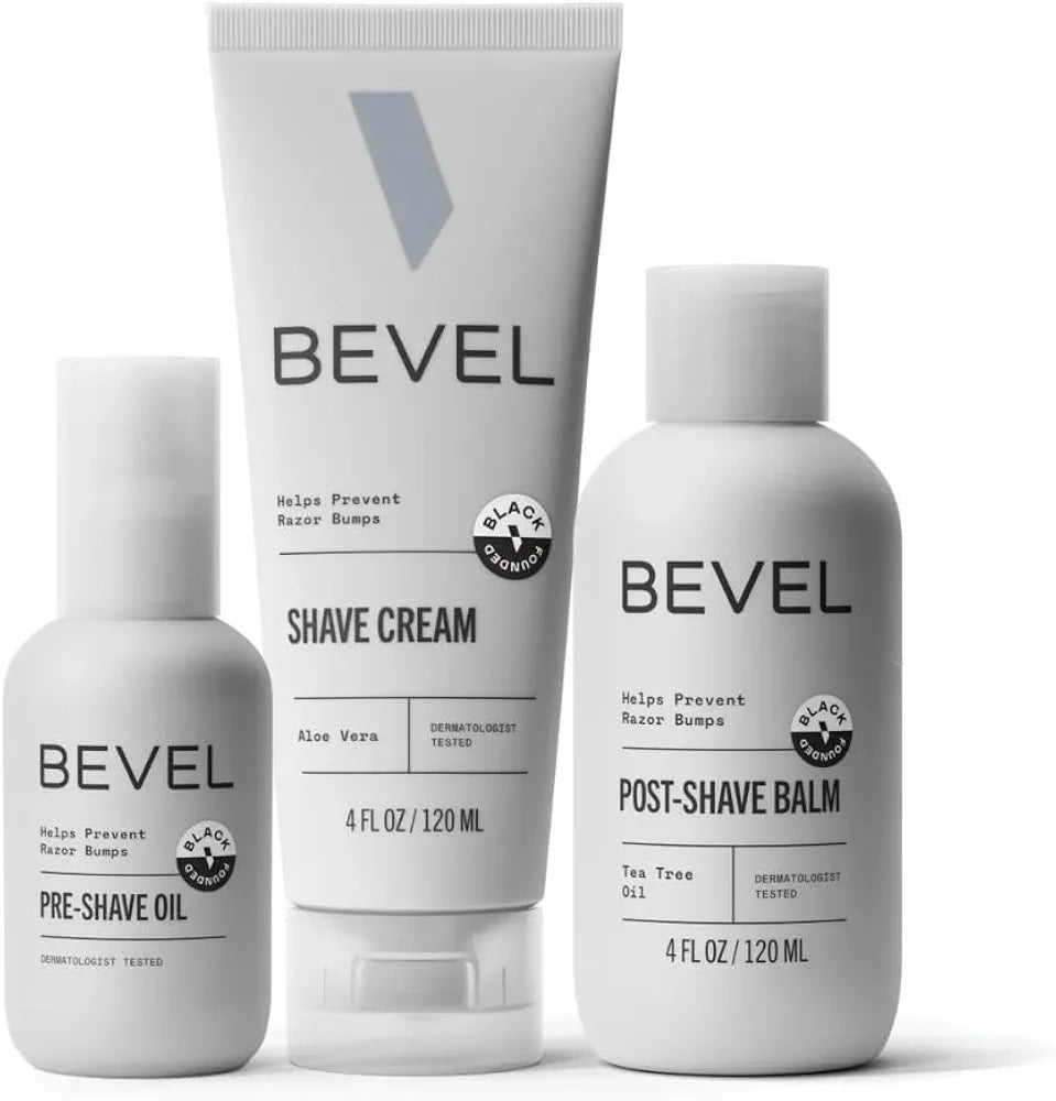 Bevel Premium Shaving Kit for Men: Pre-Shave Oil, Shaving Cream, and After-Shave Balm for Sensitive Skin and Razor Bump Prevention