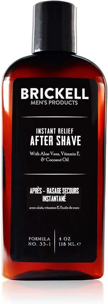 Brickell Men's Instant Relief Aftershave Balm - Soothing Aloe, Vitamin E & Hyaluronic Acid Formula for Razor Burn Prevention, 4 oz