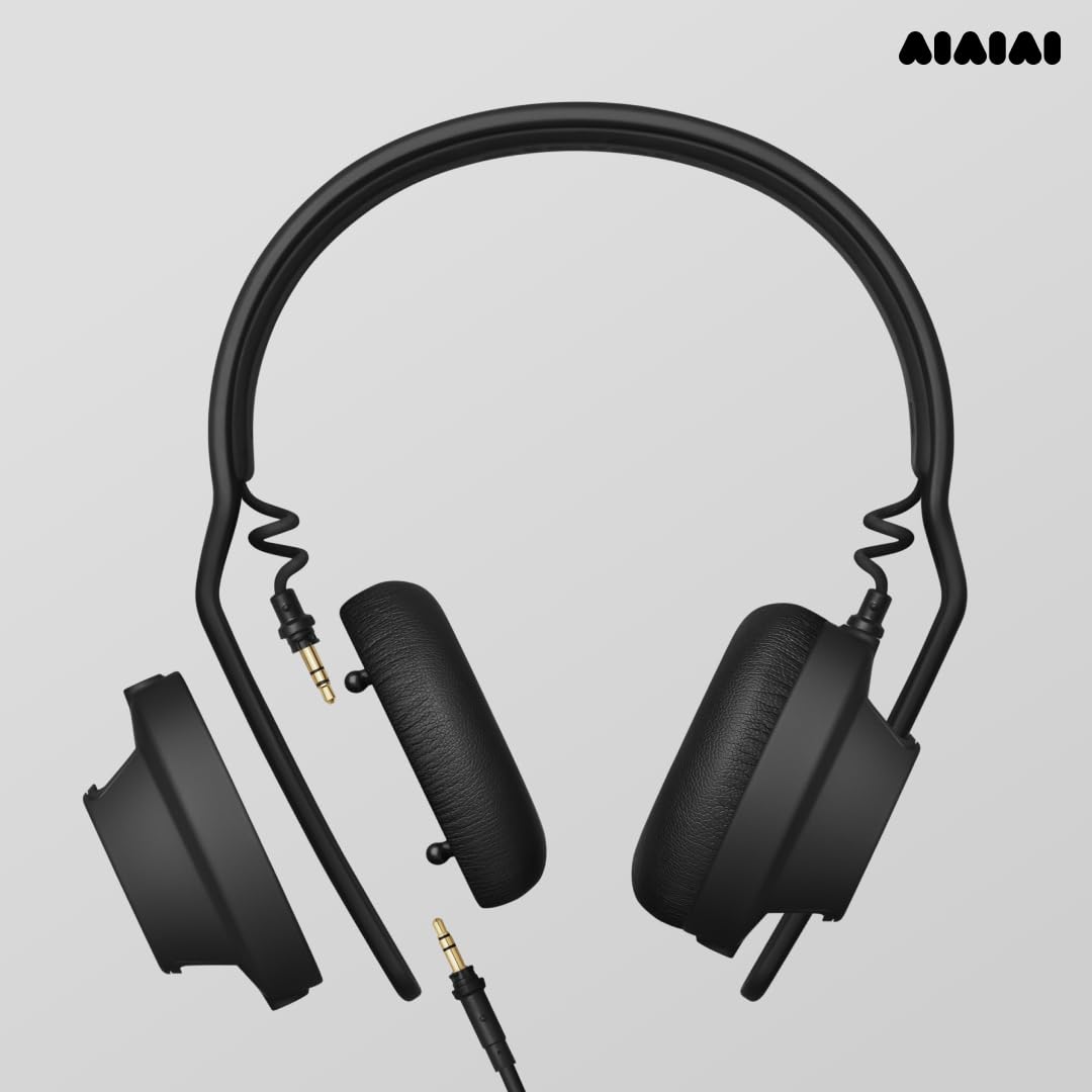 AIAIAI TMA-2 DJ XE Wired On-Ear DJ Headphones, 168g, Black, Balanced Audio | 40mm bio-cellulose drivers, 3.5mm jack, high-isolation memory-foam pads, weighing only 168g, balanced sound, modular parts