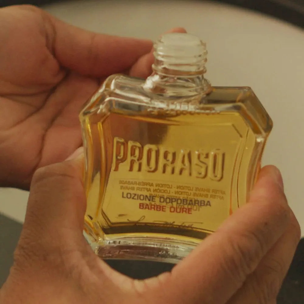 Proraso After Shave Lotion, Sandalwood Oil & Shea Butter, Moisturizing Splash for Coarse Beards, 3.4oz