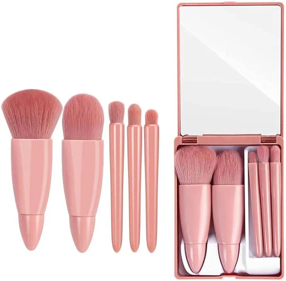COSHINE 5-Piece Mini Travel Makeup Brush Set - Complete Cosmetic Tool Kit