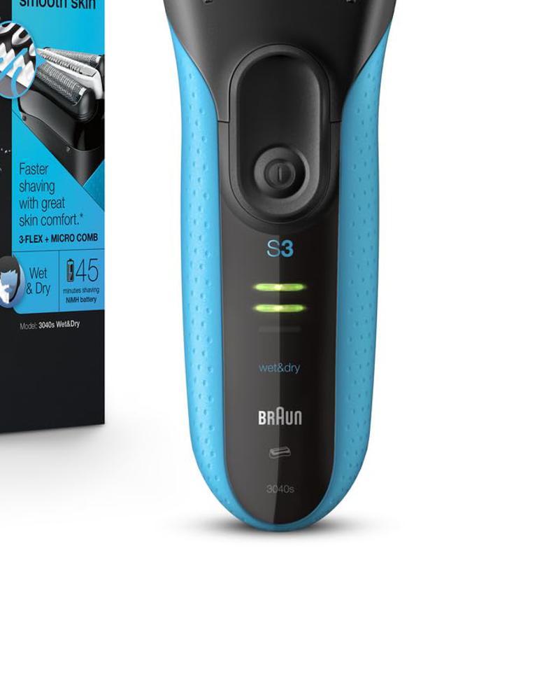 Braun Series 3 Electric Foil Shaver for Men with Precision Trimmer, Rechargeable Wet & Dry Use, Blue/Black, 4-Piece Set