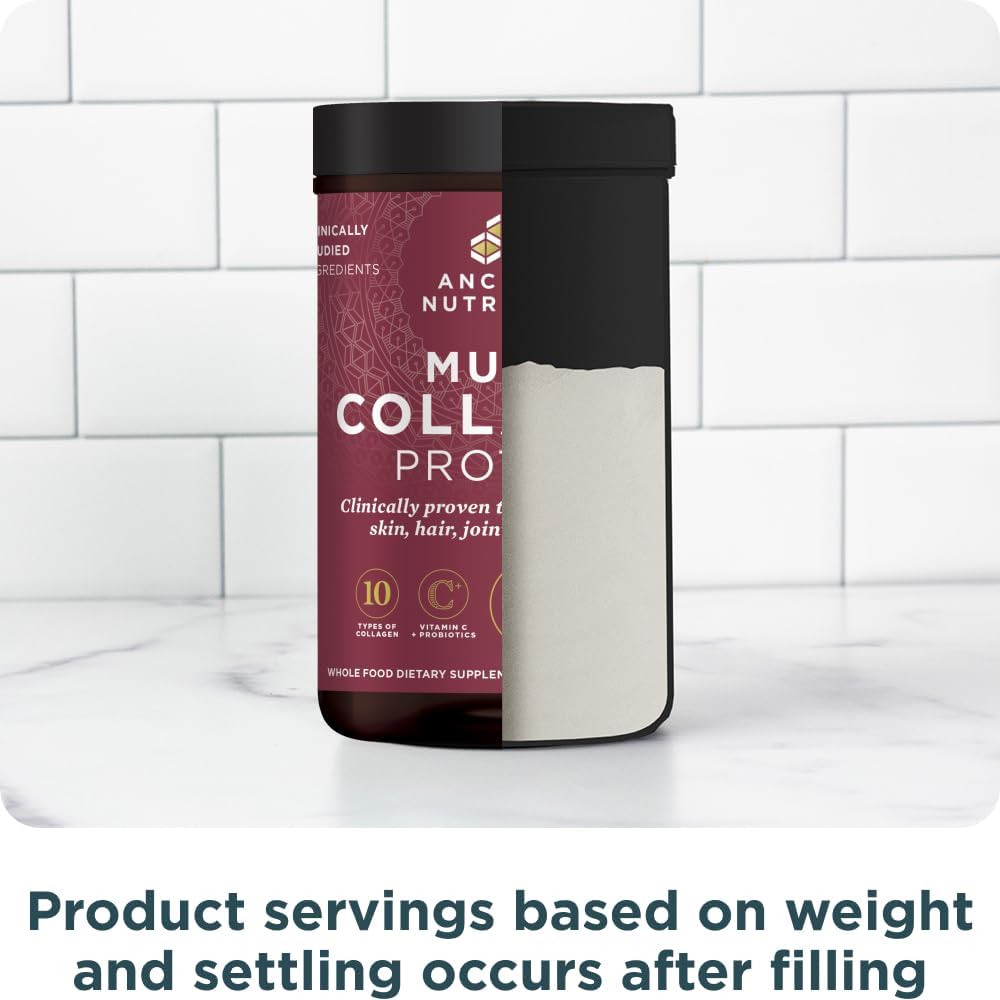 Ancient Nutrition Collagen Peptides Powder, Multi Collagen Protein, Women & Men, Vitamin C, Probiotics, Hydrolyzed Collagen, Supports Skin, Joints, Gut Health, Unflavored (40 Servings)