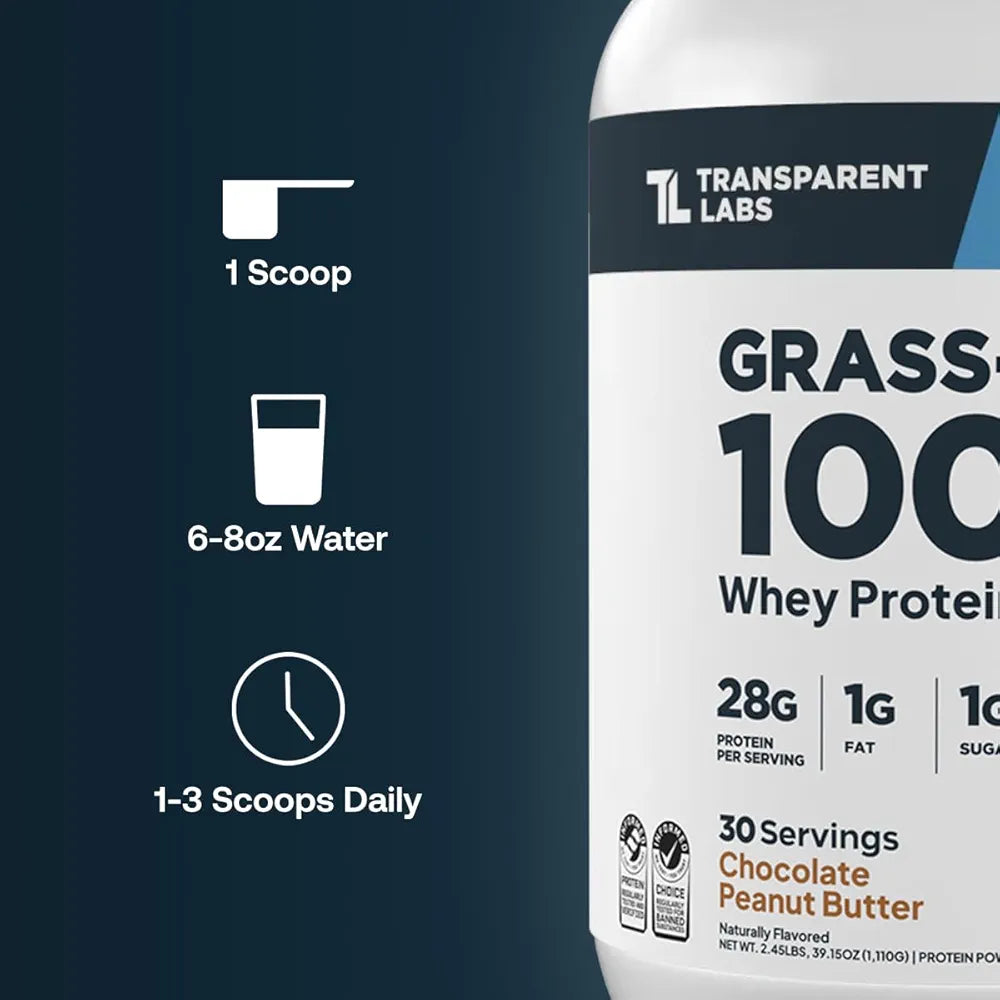Transparent Labs Grass-Fed Whey Protein Isolate - Naturally Flavored, Gluten Free Whey Protein Powder with 28g of Protein per Serving & 9 Amino Acids - 30 Servings, French Vanilla