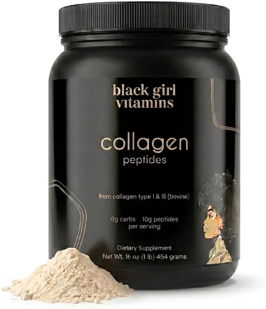 Black Girl Vitamins | Collagen Peptides Powder - Collagen for Skin, Hair & Nails - Unflavored Hydrolyzed Collagen Powder, Dairy-Free, Gluten-Free Collagen for Women and Men - 16oz