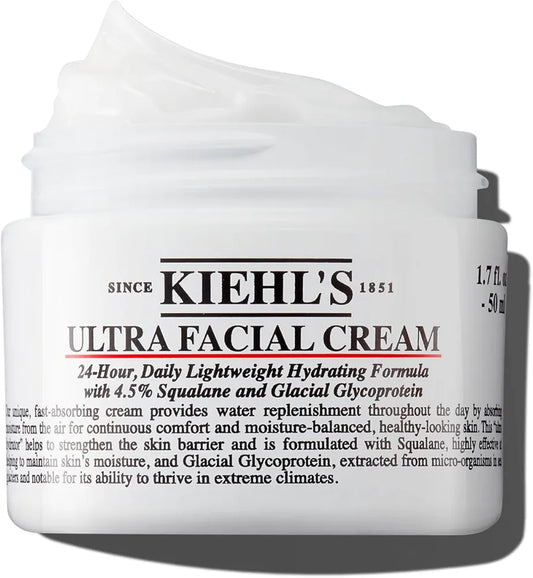Kiehl's Ultra Facial Cream, with 4.5% Squalane to Strengthen Skin's Moisture Barrier, Skin Feels Softer and Smoother, Long-Lasting Hydration, Easy and Fast-Absorbing, Suitable for All Skin Types