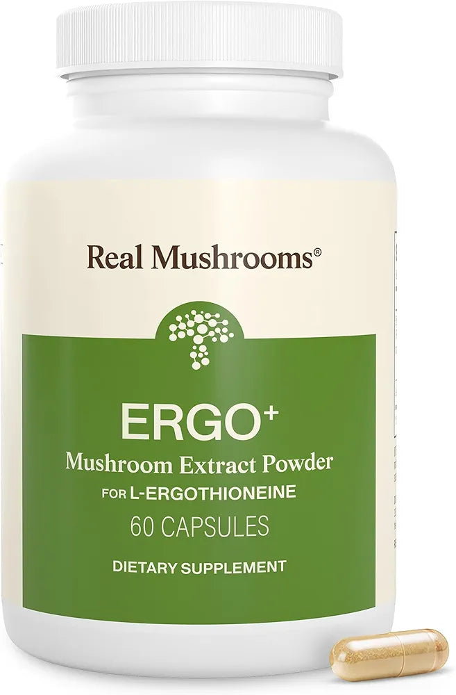 Real Mushrooms Ergothioneine Supplement – Golden Oyster Mushroom with Beta-Glucans – L-Ergothienine Extract Poweder – Organic, Vegan, Non-GMO, No Fillers – 60 Capsules Mushroom Supplement for Humans