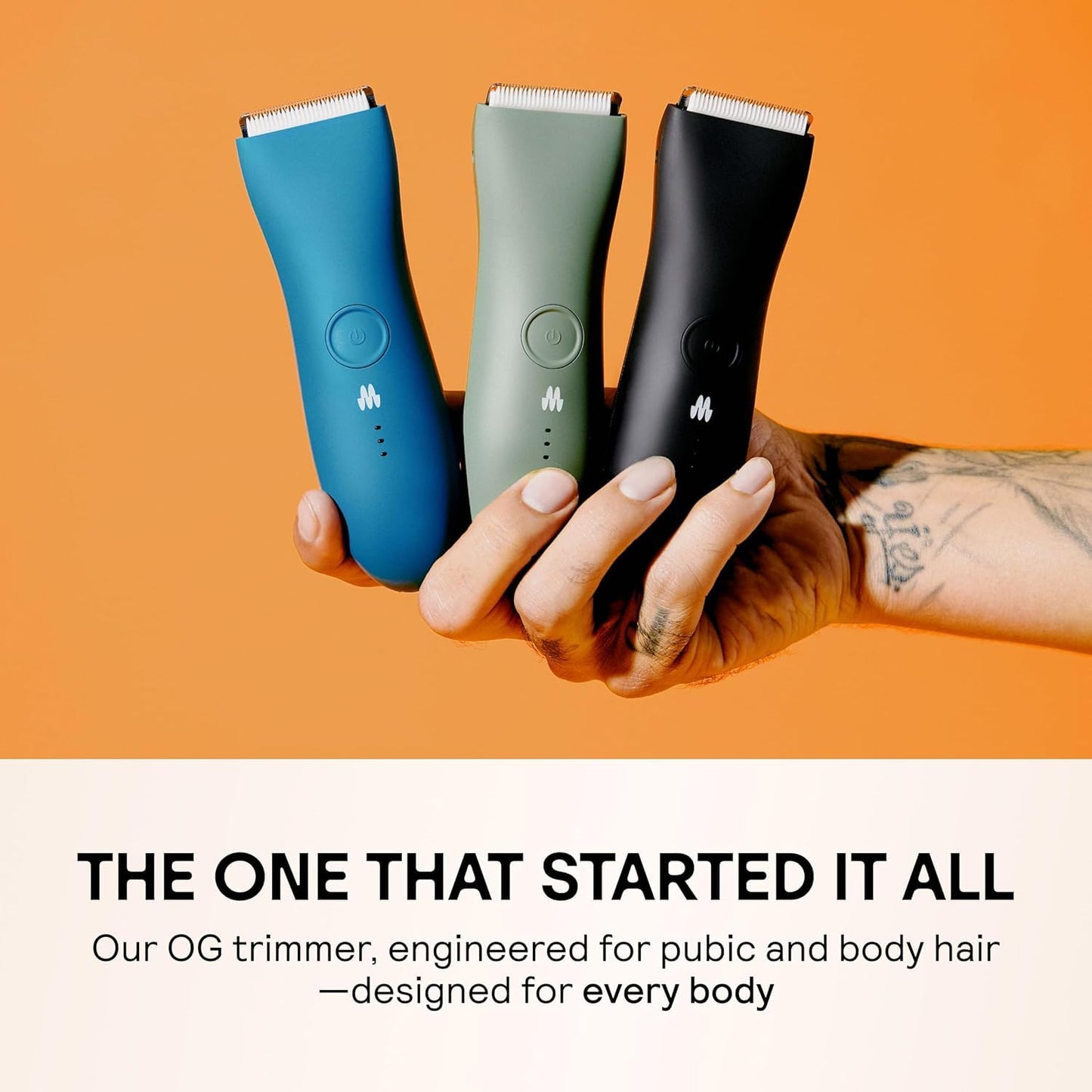 MERIDIAN The Trimmer Original | Body Hair Trimmer for Men & Women | Sage | Rechargeable and Waterproof Shaver for Pubic Area, Chest, Back, Underarms and Bikini Line, with 2 Guide Combs Included