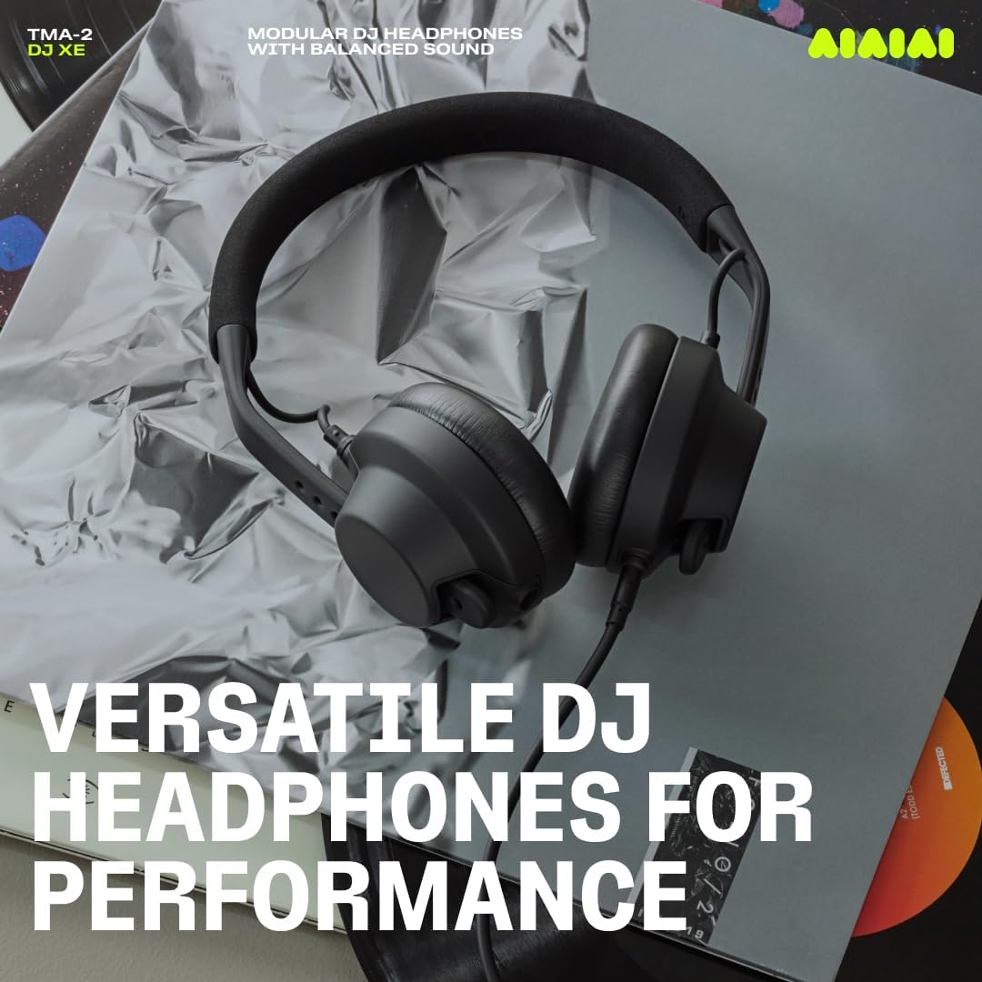 AIAIAI TMA-2 DJ XE Wired On-Ear DJ Headphones, 168g, Black, Balanced Audio | 40mm bio-cellulose drivers, 3.5mm jack, high-isolation memory-foam pads, weighing only 168g, balanced sound, modular parts