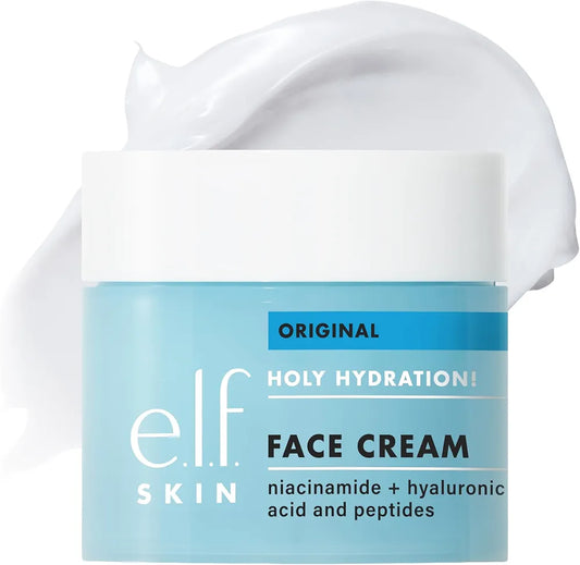 e.l.f. SKIN Holy Hydration! Face Cream with Hyaluronic Acid, Niacinamide & Peptides - Nourishing, Plumping, Vegan & Cruelty-Free Daily Moisturizer
