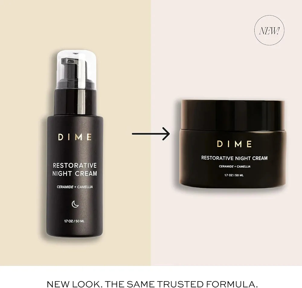 DIME Beauty Restorative Night Cream: Anti-Aging Face Moisturizer with Ceramides, Peptides, Sea Buckthorn, and Squalane - 1.7 oz / 50 ml