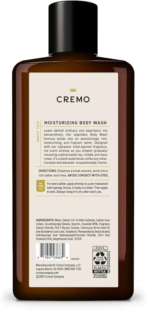 Cremo Body Wash for Men, Rich-Lathering Italian Bergamot, 16 Fl Oz