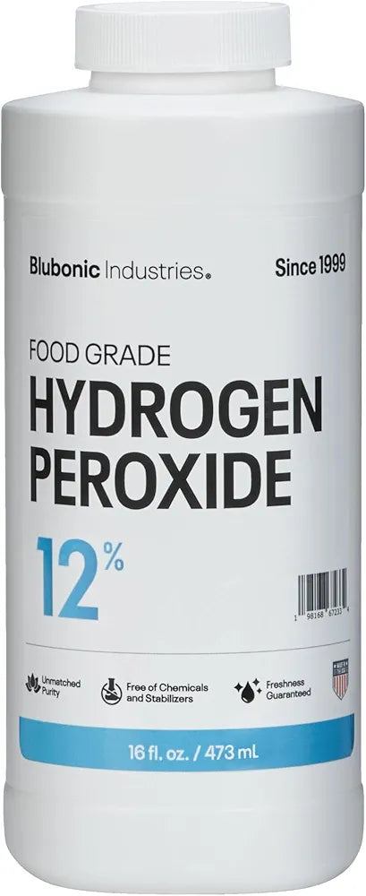 Blubonic Industries 12% Food Grade Hydrogen Peroxide—FCC H2O2, Pure Oxygen & Water 