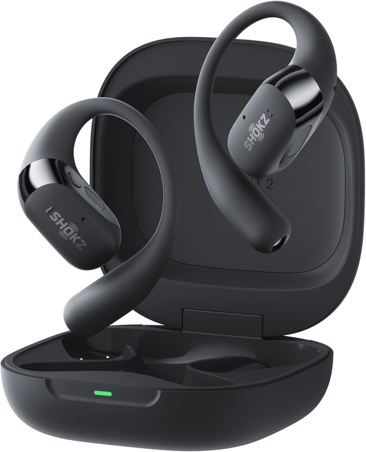 SHOKZ OpenFit 2+ Open-Ear Earbuds, Black, Dolby Audio,Wireless Charging | Soft Ear Hooks； IP55 Water-Resistant; USB-C Fast Charging；48H Playtime; Gym/outdoor/home use
