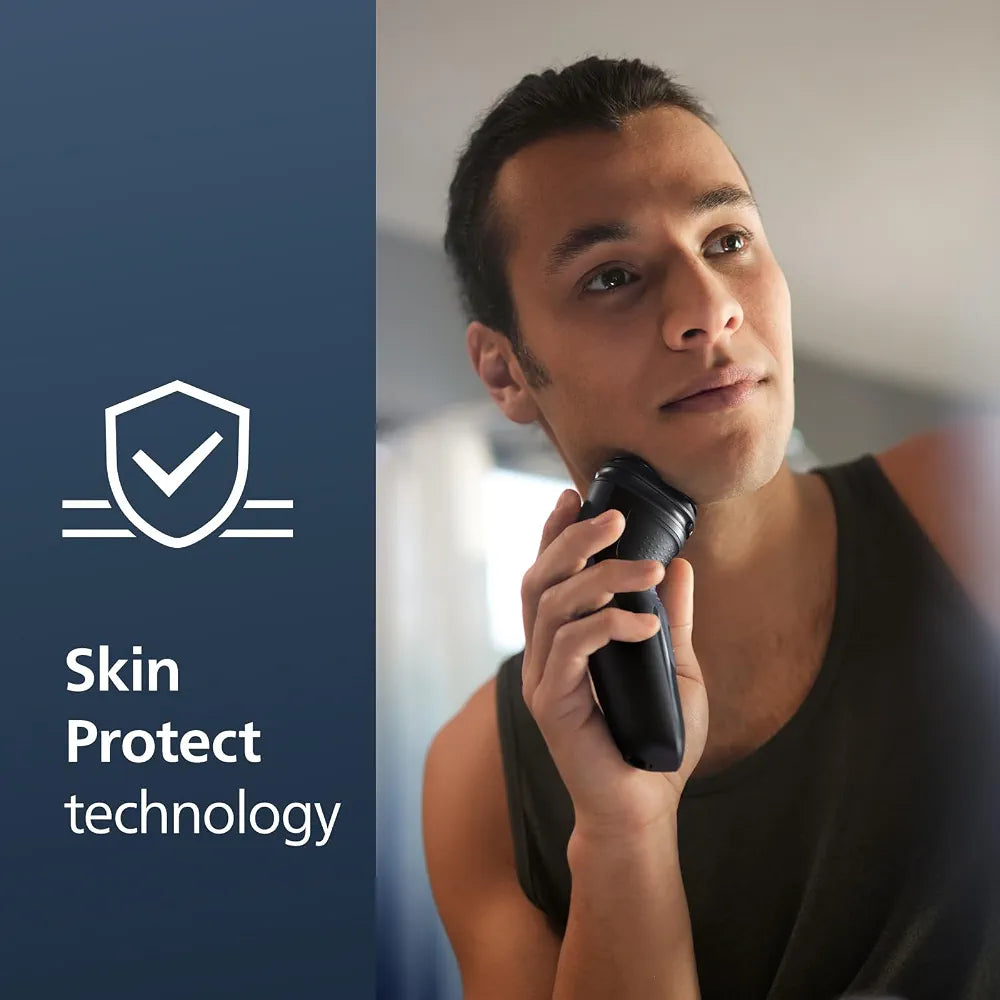 Philips Norelco Shaver 2400 Series Wet & Dry Electric Shaver with Pop-up Trimmer and Protective Cap, Deep Black (Model X3001/90)