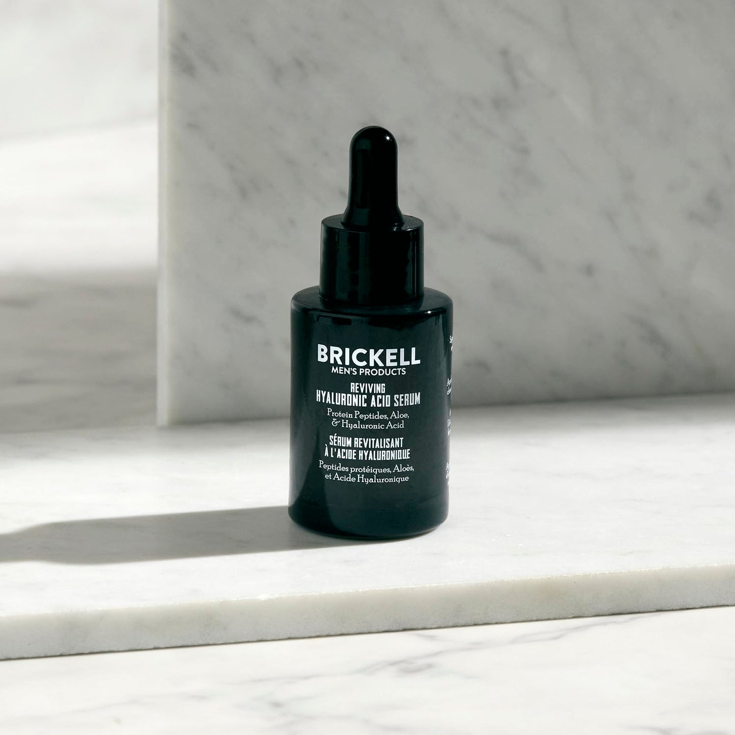Brickell Men's Anti Aging Hyaluronic Acid Serum for Face, Reviving Day Serum for Men, Facial Serum With Hyaluronic Acid, Aloe, and Peptides, 1 Ounce, Unscented