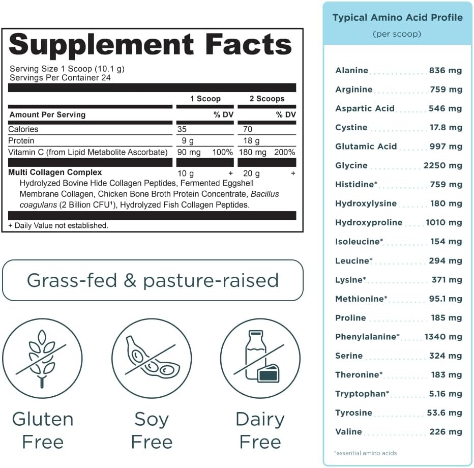 Ancient Nutrition Collagen Peptides Powder, Multi Collagen Protein, Women & Men, Vitamin C, Probiotics, Hydrolyzed Collagen, Supports Skin, Joints, Gut Health, Unflavored (40 Servings)