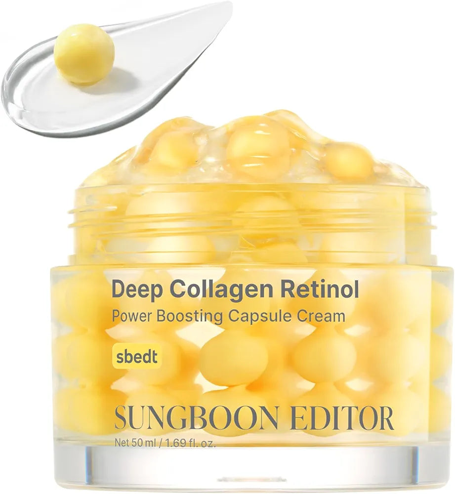 SUNGBOON EDITOR Deep Collagen Retinol Capsule Cream, Firm-Looking Moisturizer for Fine Lines & Dry Skin, with Copper Peptide, White Spicules & Adenosine, Korean Skincare, 1.69 fl oz