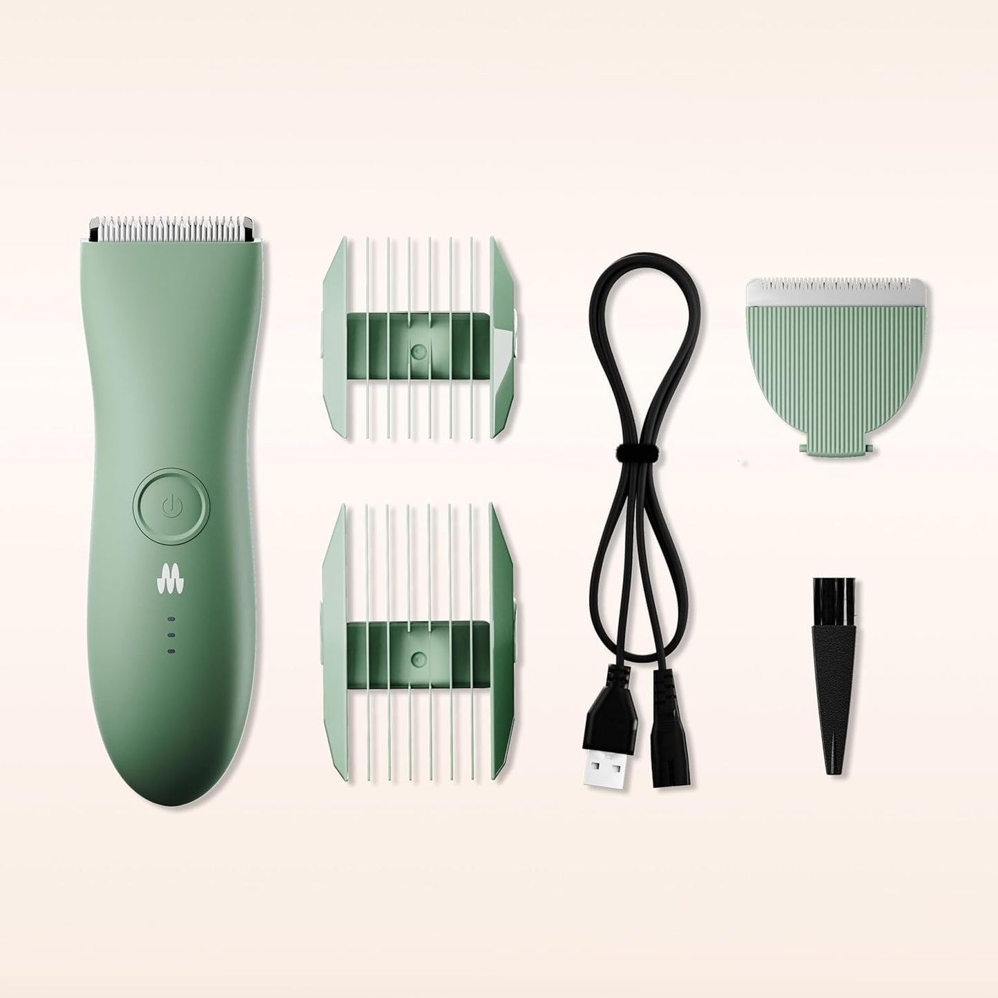 MERIDIAN The Trimmer Original | Body Hair Trimmer for Men & Women | Sage | Rechargeable and Waterproof Shaver for Pubic Area, Chest, Back, Underarms and Bikini Line, with 2 Guide Combs Included