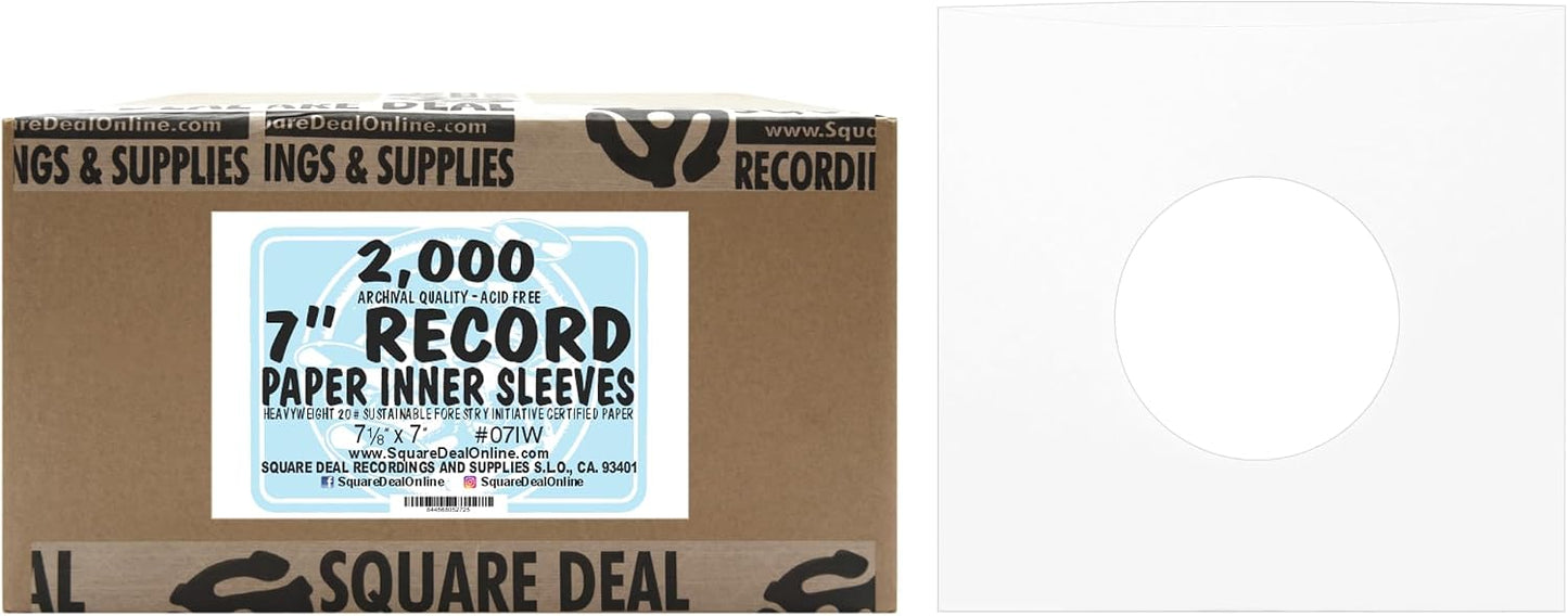 (500) Archival Quality Acid-Free Heavyweight Paper Inner Sleeves for 7 Inch Vinyl Records #07IW