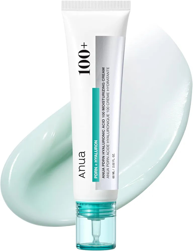 Anua PDRN Hyaluronic Acid 100 Moisturizing Cream - Lightweight Salmon DNA Hydrating Face Moisturizer for Glass Skin