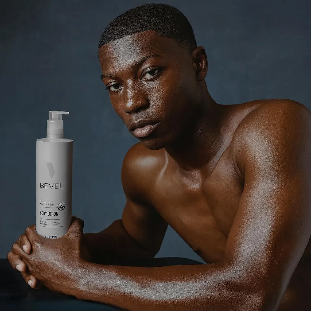 Bevel All Day Men's Body Lotion with Shea Butter and Argan Oil, 16 Oz