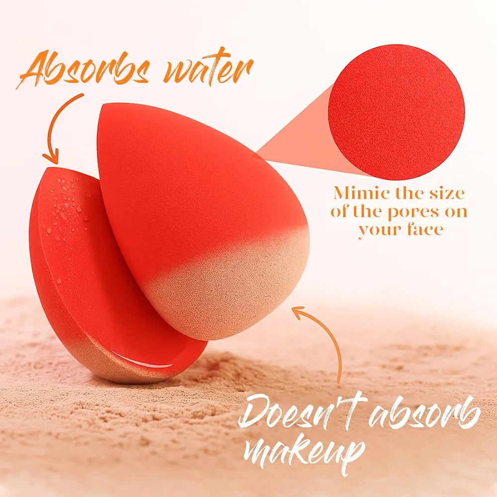 BEAKEY 5-Piece Professional Makeup Sponge Set - Latex-Free, Low-Absorption Beauty Blenders for Liquid, Cream, and Powder Foundation