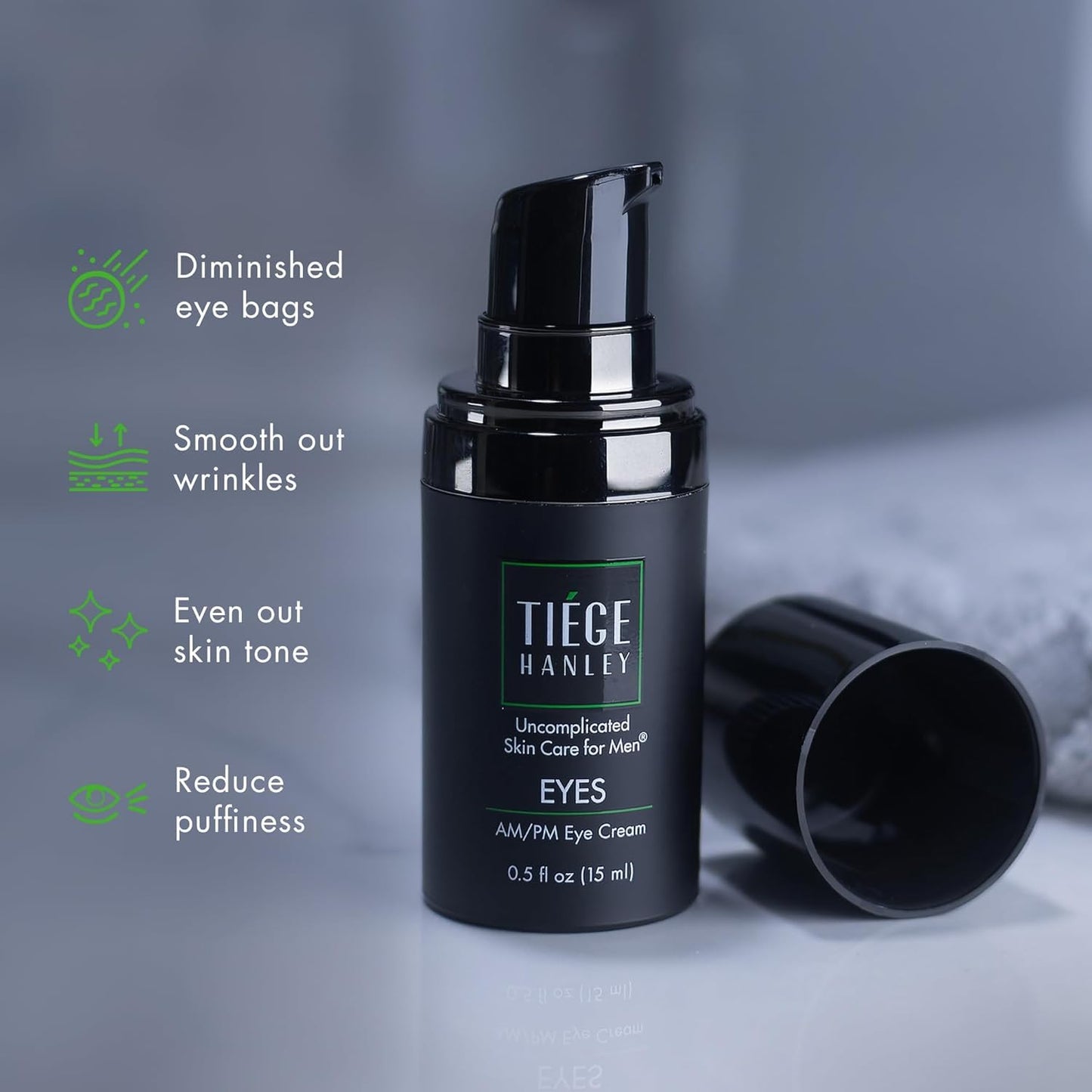Tiege Hanley Eye Cream for Men, Morning & Night, Anti-Aging, 0.5 Oz, 2 Pack | Men's Skin Care, With Hyaluronic Acid & Vitamin B3, Helps Reduce Look of Dark Circles & Puffiness