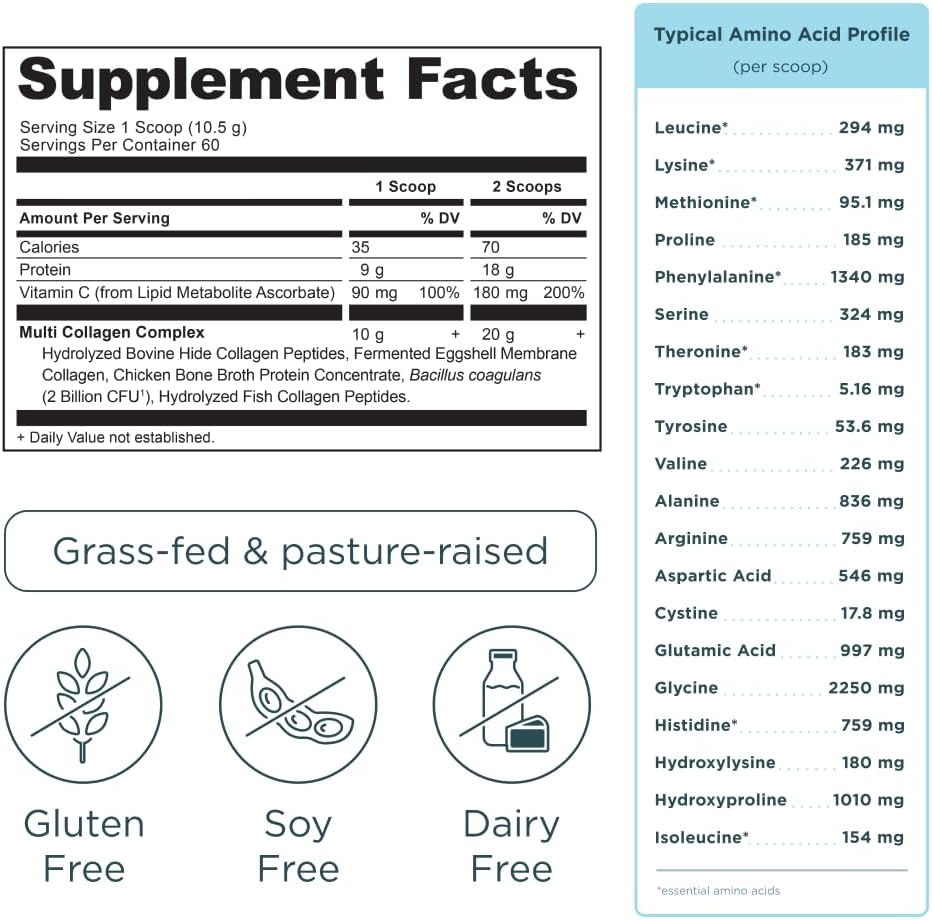 Ancient Nutrition Collagen Peptides Powder, Multi Collagen Protein, Women & Men, Vitamin C, Probiotics, Hydrolyzed Collagen, Supports Skin, Joints, Gut Health, Unflavored (40 Servings)