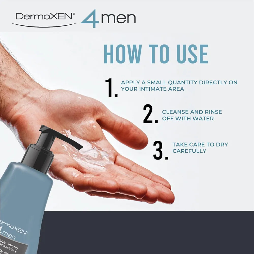 DERMOXEN Men's Intimate Wash | pH Balanced Daily Hygiene Gel | Freshness & Odor-Control Formula with Menthol | Gentle Cleansing for the Groin Area | Male Hygiene Product | 4.23 fl oz