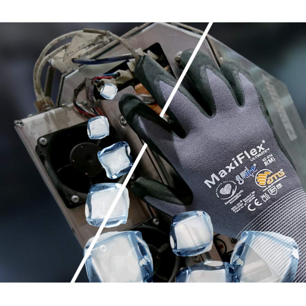 MaxiFlex Seamless Knit Nylon Gloves with Nitrile Coat and Micro Foam Grip on Palm and Fingers Cut Resistance