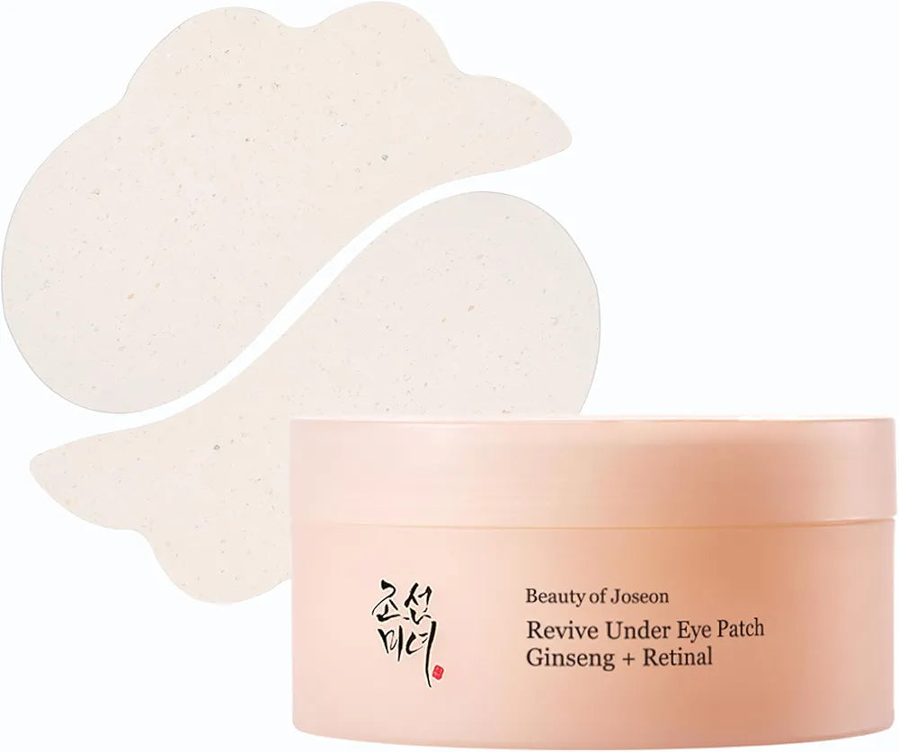 Beauty of Joseon Revive Under Eye Patch with Retinal and Ginseng, for Puffy Eyes, Fine Lines and Wrinkles, Collagen, Peptide, Adenosine and Bakuchiol, for All Skin Types, 60 Sheets, 30 Pairs