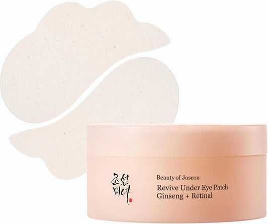 Beauty of Joseon Revive Under Eye Patch with Retinal and Ginseng, for Puffy Eyes, Fine Lines and Wrinkles, Collagen, Peptide, Adenosine and Bakuchiol, for All Skin Types, 60 Sheets, 30 Pairs