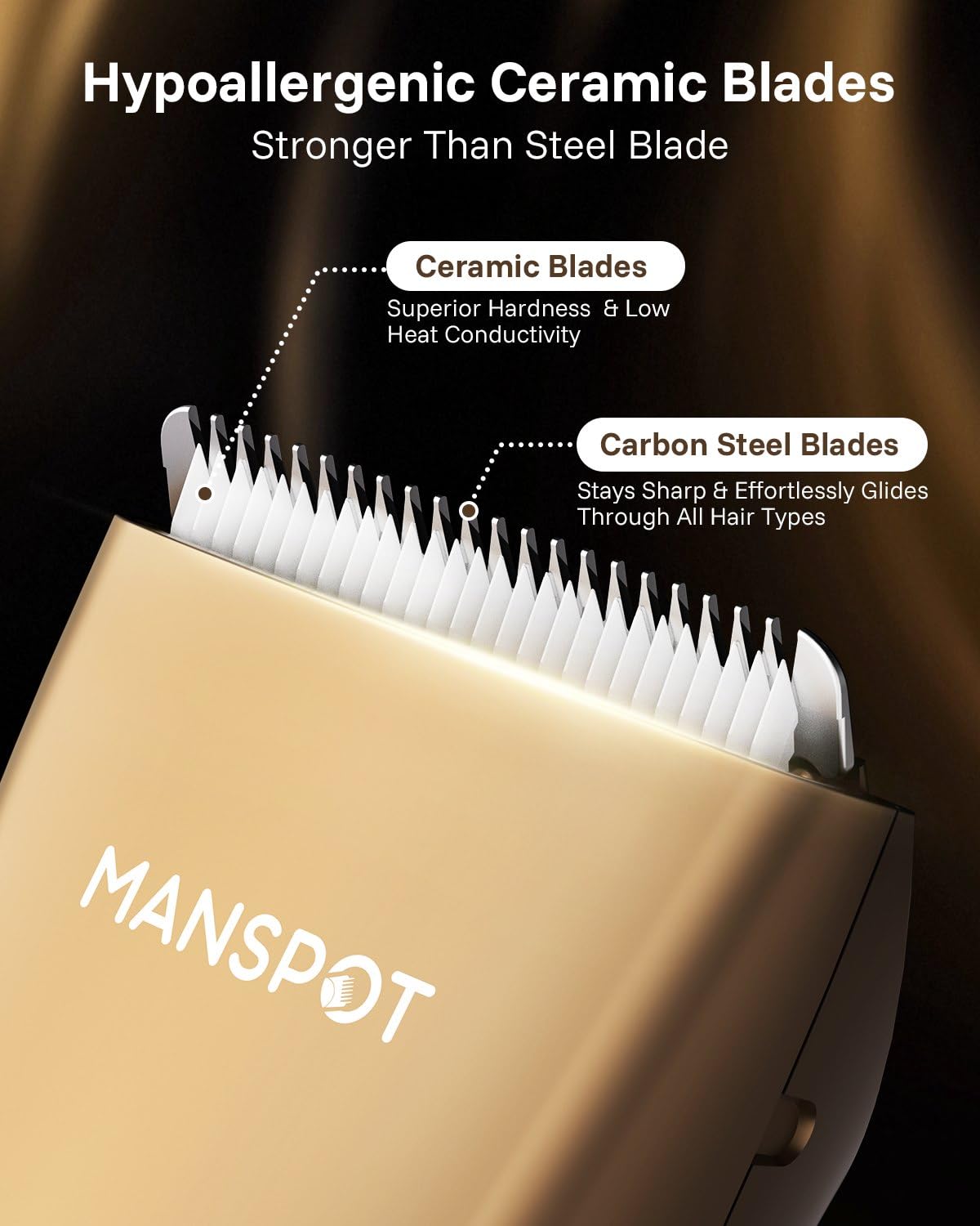 MANSPOT Manscape Groin & Body Hair Trimmer for Men, Electric Pubic Shaver | Replaceable Ceramic Blade, Ball Razors for Men, Manscape Kit with 4 Guards, IPX7 Waterproof, Wet/Dry Use, 90-Minute Shaving
